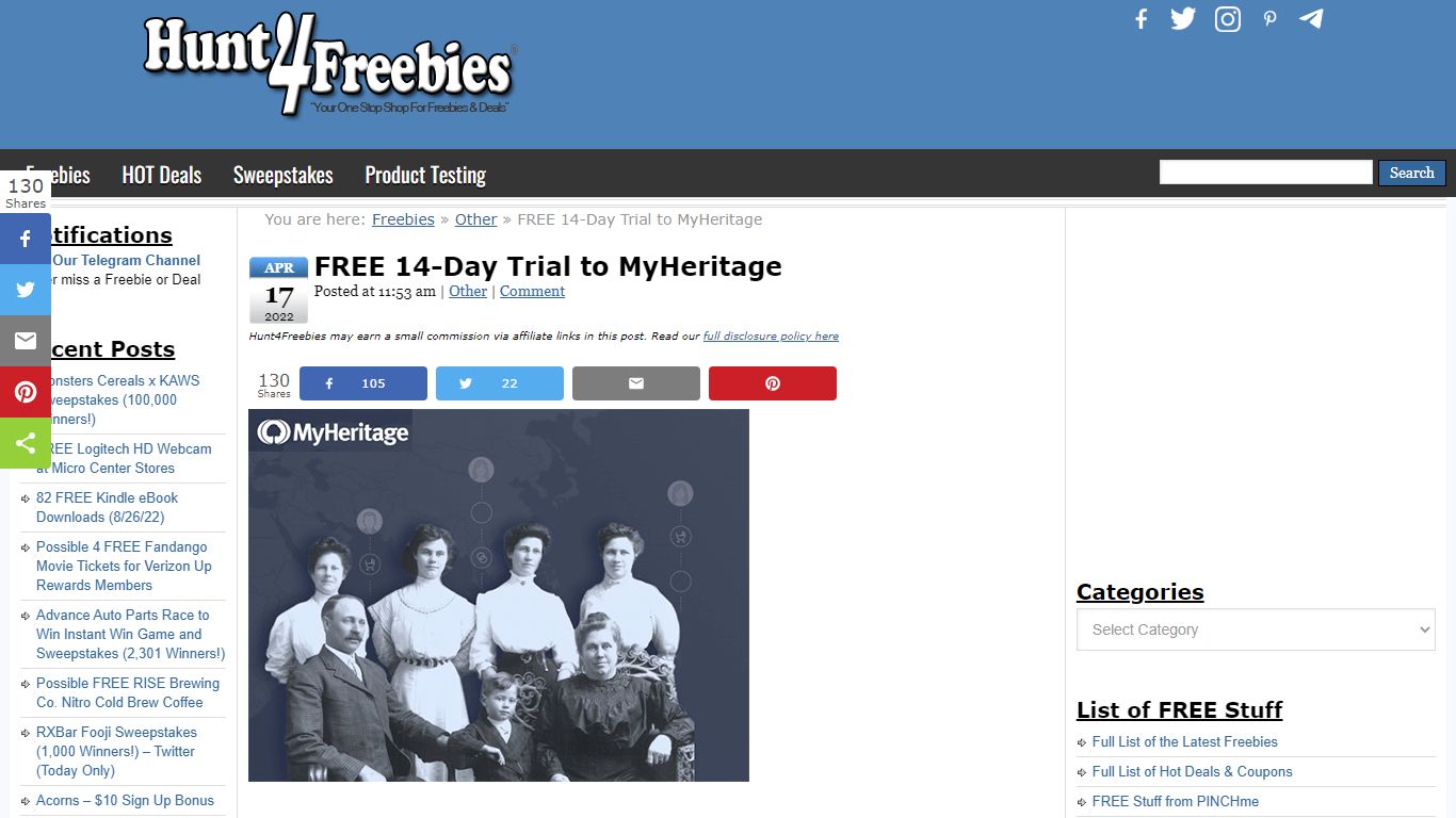 FREE 14-Day Trial to MyHeritage - Hunt4Freebies