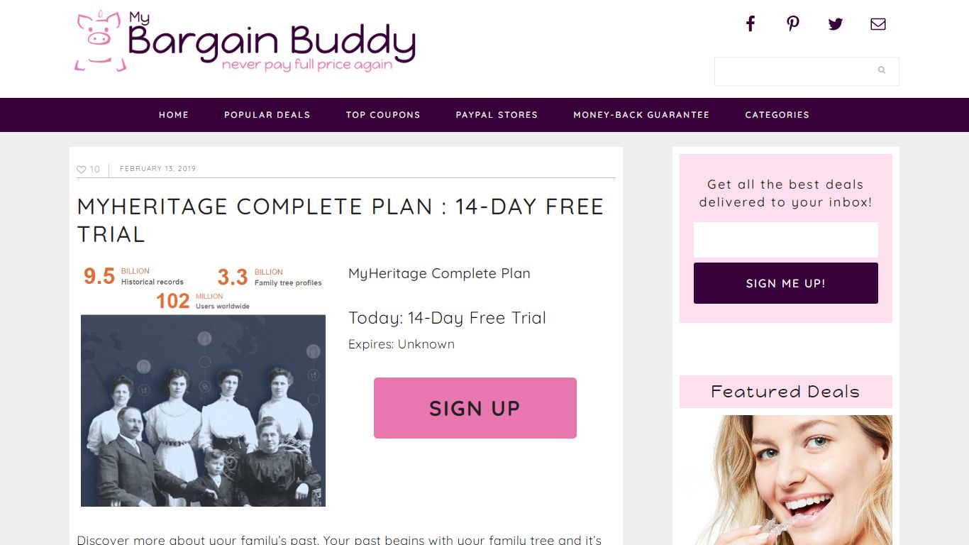 MyHeritage Complete Plan : 14-Day Free Trial - MyBargainBuddy.com